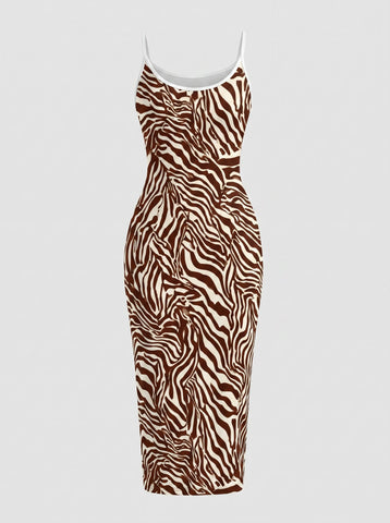 CAPRI Floral Print Sleeveless Bodycon Midi Dress