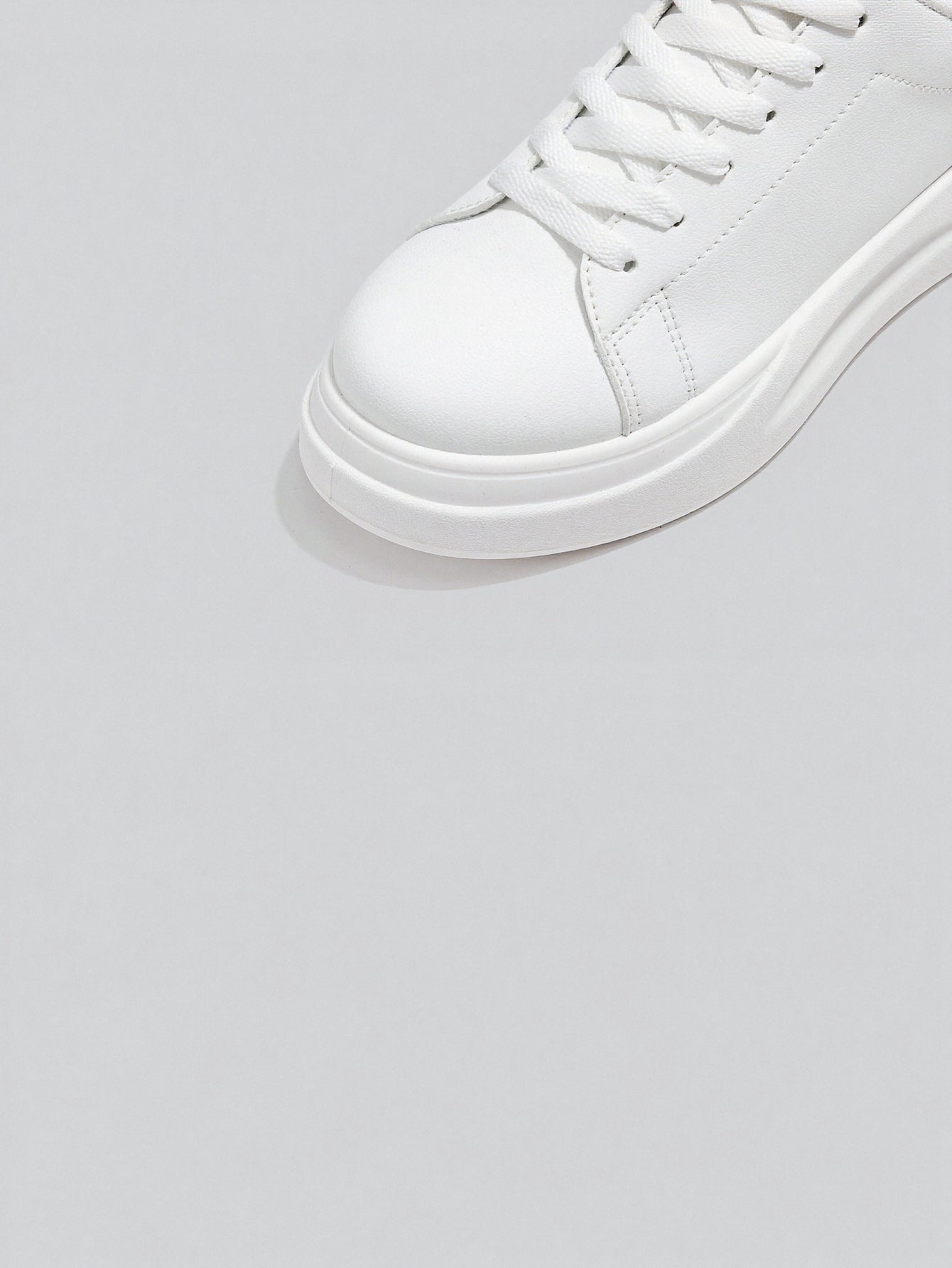 Platform Leather Upper Fashion Casual Shoes-White Black