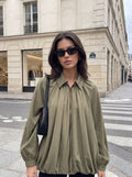 Pleated Oversized Zip Up Jacket