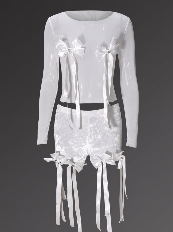 Sheer Bow Detail Short Set