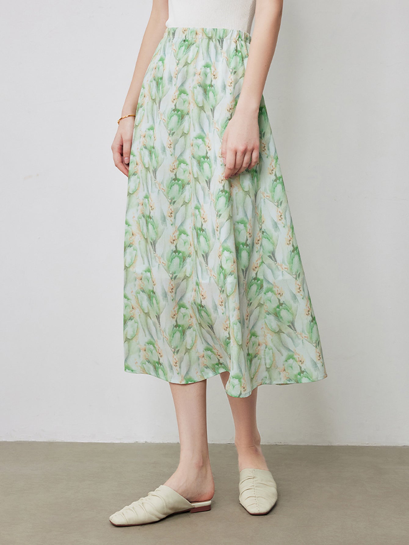Floral Flowy Feminine Midi Skirt