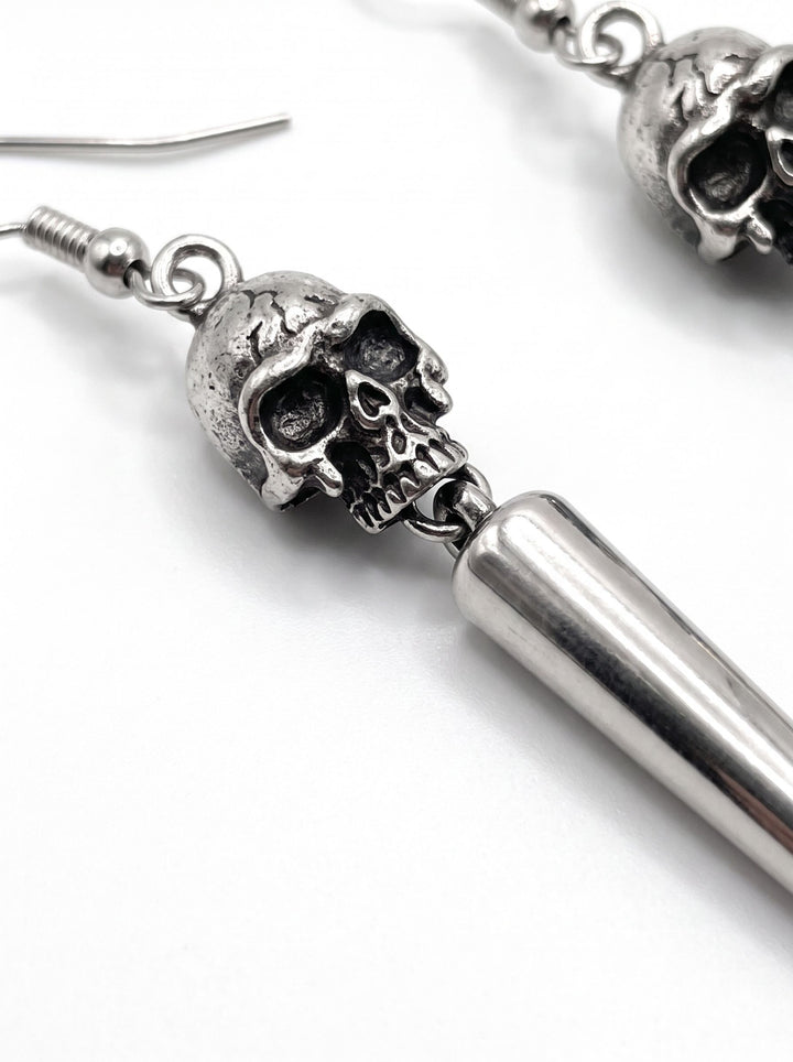 Gothic Skull Spike Dangle Earrings
