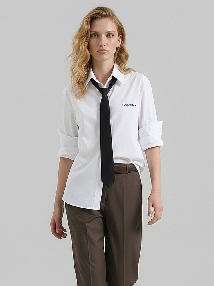 MO&Co.Include Tie Cotton Shirt