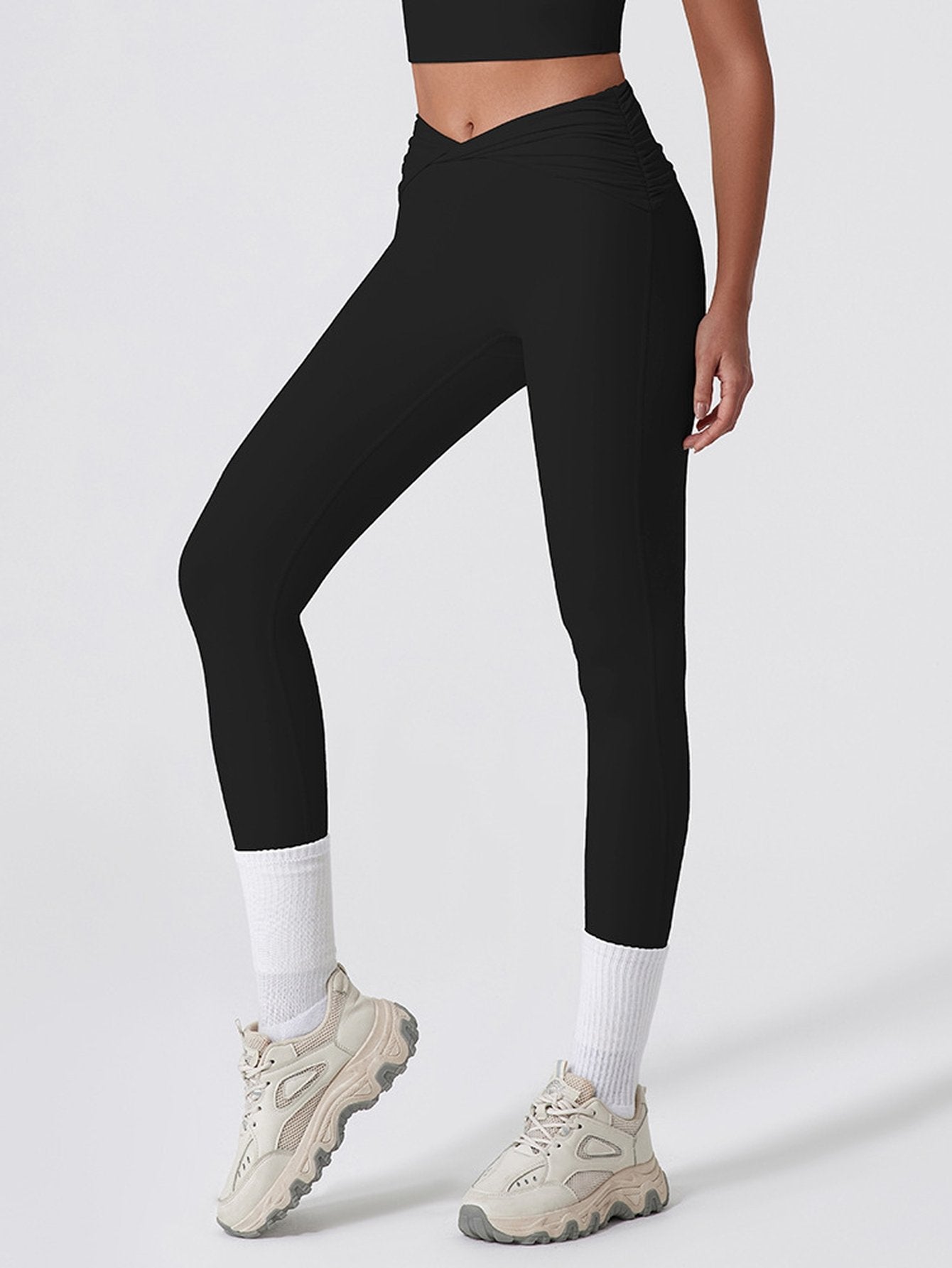 High Waisted Crossover Ruched Leggings