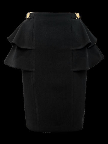 Elegant Peplum High Waist Midi Skirt
