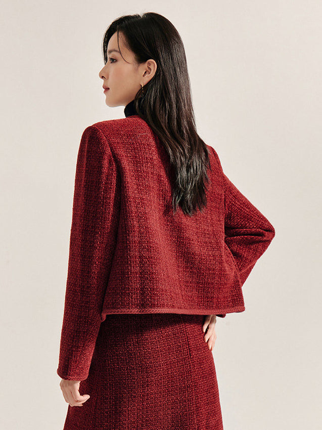 Structured Wool Blend Tweed Jacket