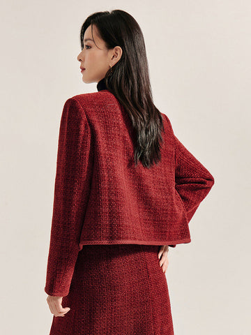 Structured Wool Blend Tweed Jacket