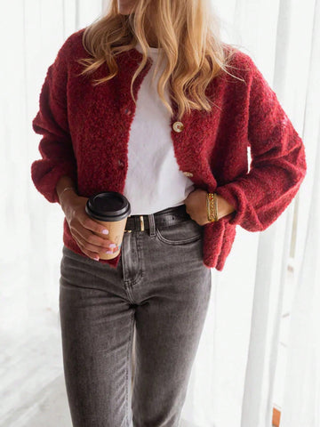 Cozy Textured Button Down Cardigan