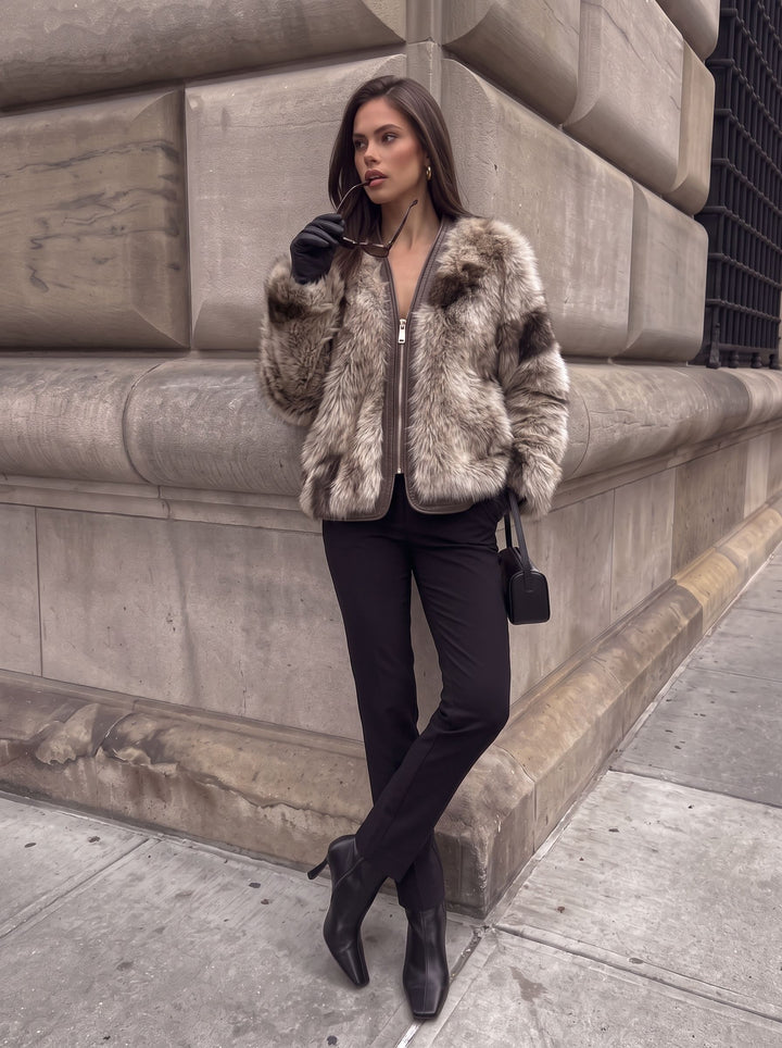 Plush Cropped Faux Fur Jacket