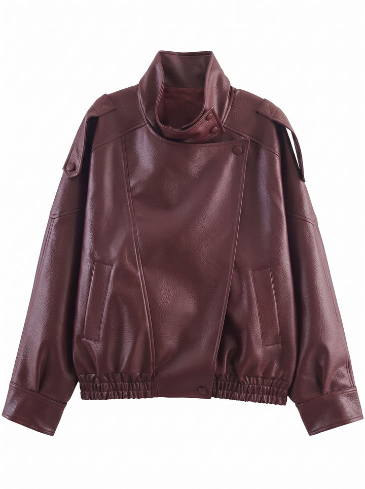 Oversized Vegan Leather Bomber Jacket
