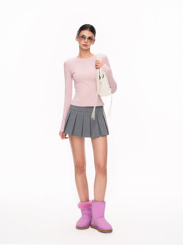 Pinstriped Pleated Mini Skirt