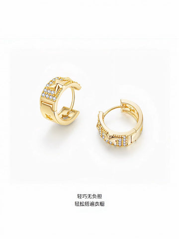 Sparkling Star Pave Huggie Hoop Earrings
