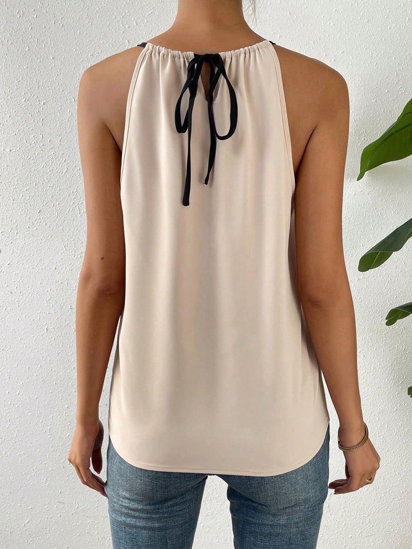 Elegant Colorblock Halter Chiffon Top