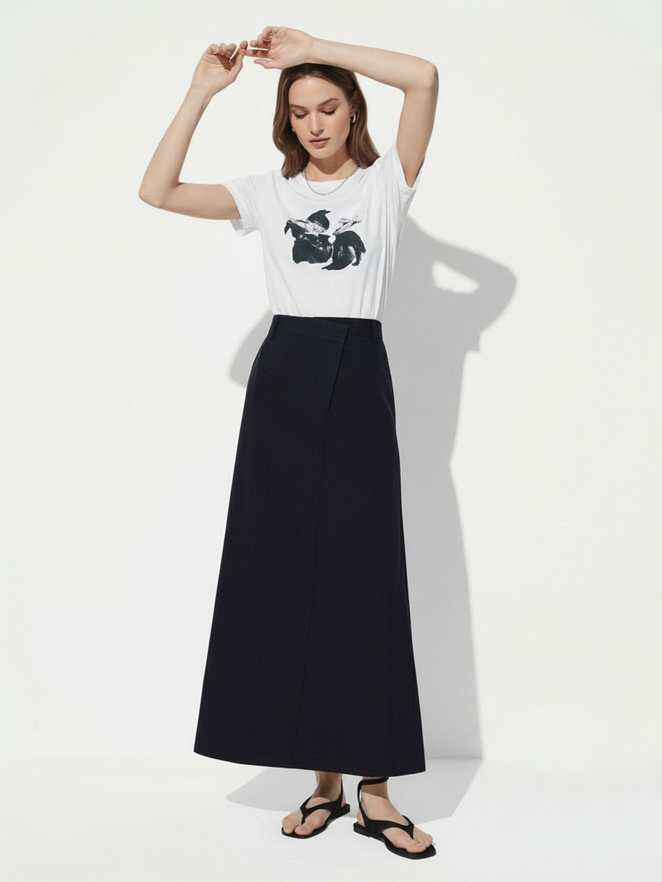 Back Slit A-Line Skirt