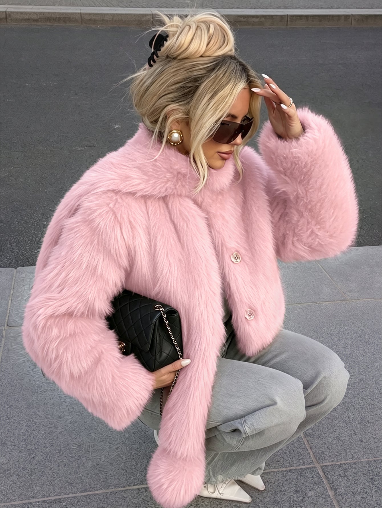 Luxurious Red Faux Fur Jacket