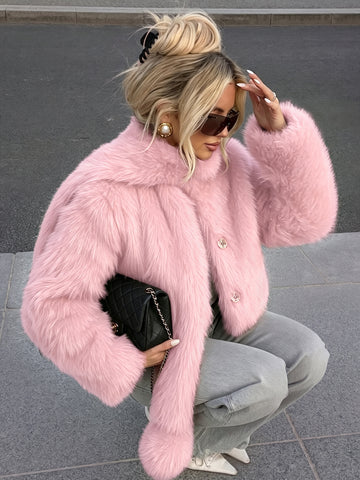Luxurious Red Faux Fur Jacket