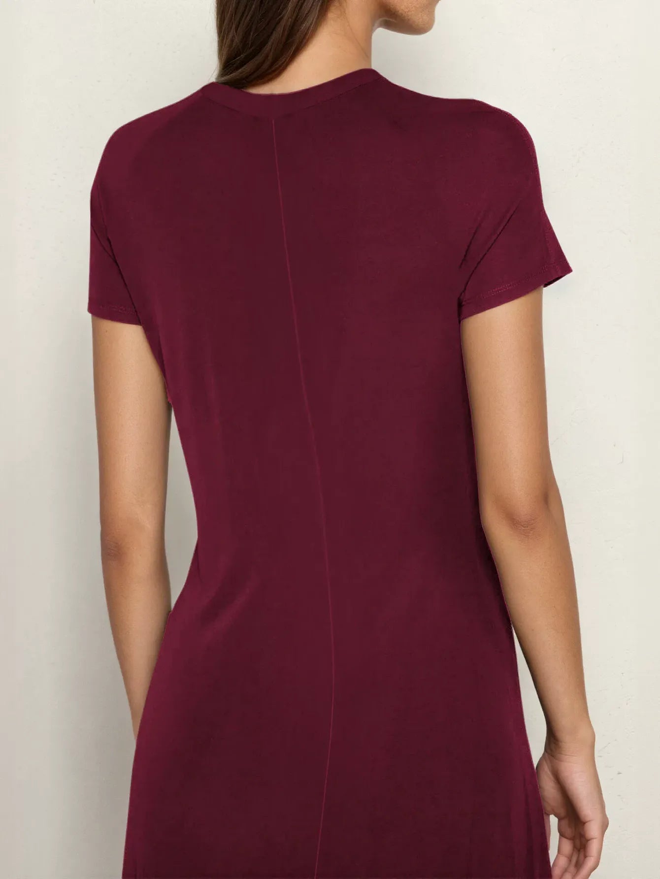 Short Sleeve Midi Length Classic Solid Dress