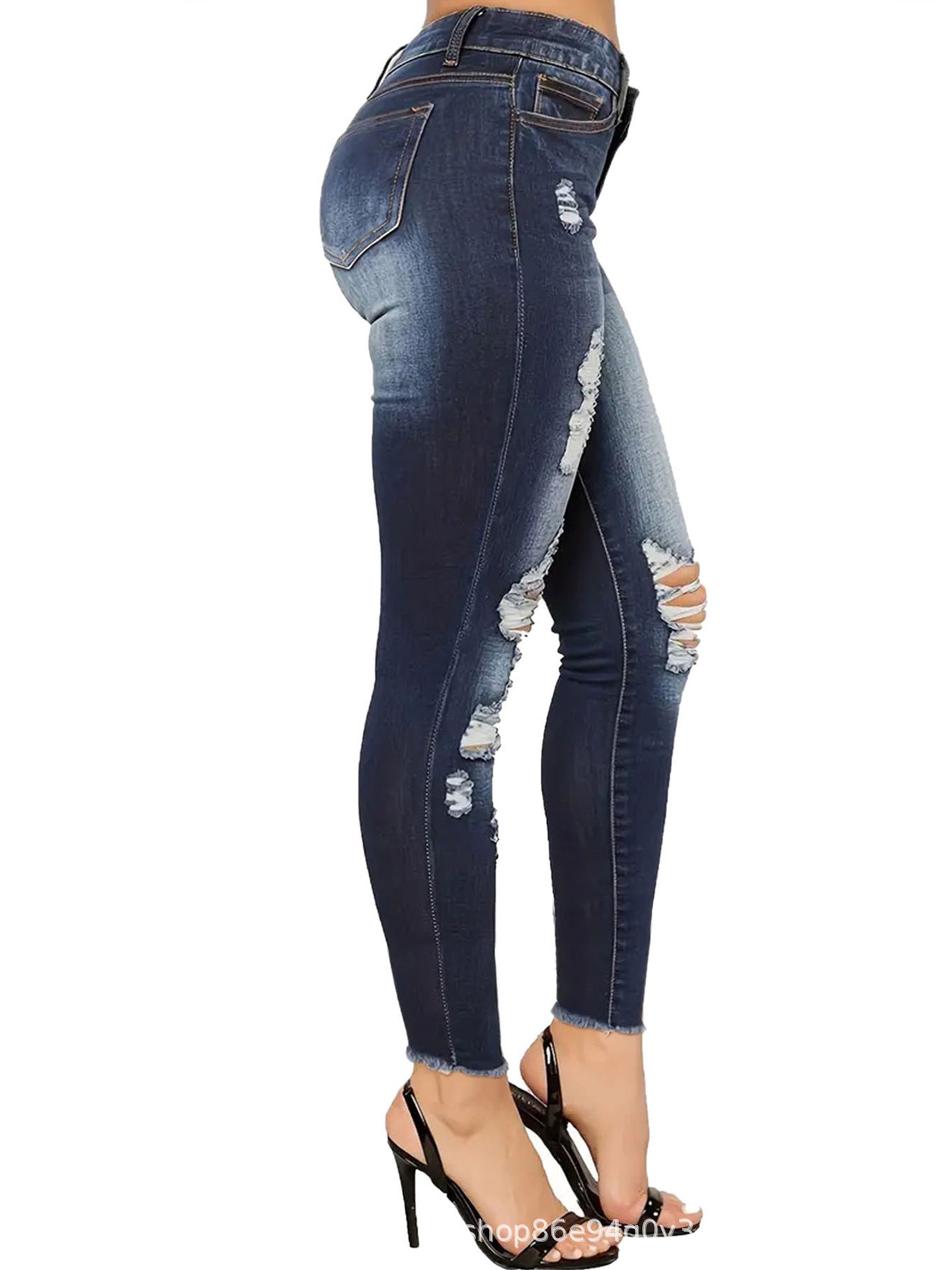 Distressed High Rise Skinny Jeans