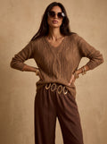 Cozy Textured V Neck Sweater