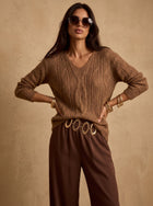 Cozy Textured V Neck Sweater