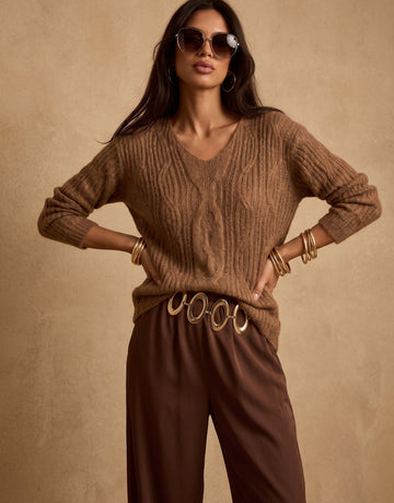 Cozy Textured V Neck Sweater