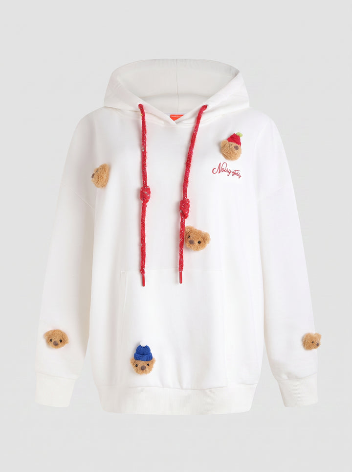 Cute Bear Print Graphic Hoodie