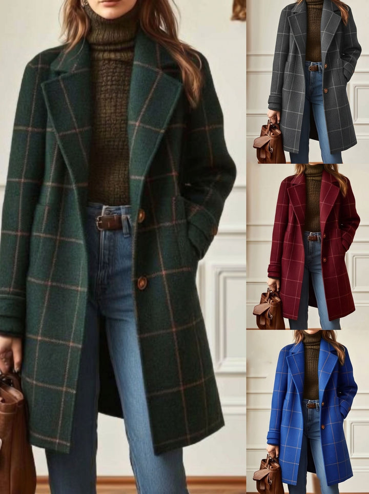 Classic Plaid Single Breasted Wool Coat