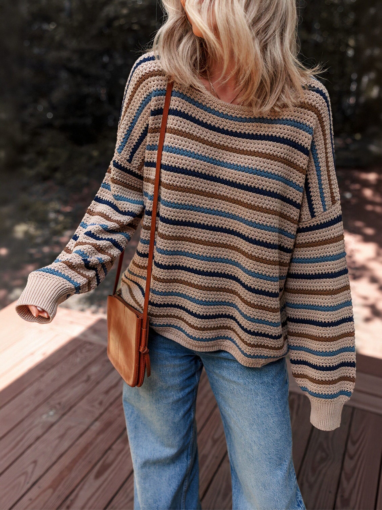 Cozy Striped Lightweight Crewneck Sweater
