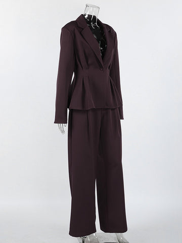 Tailored Peplum Wide Leg Pant Set