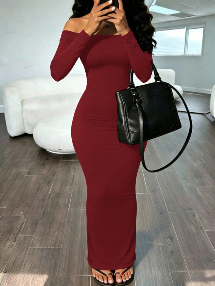 Off Shoulder Bodycon Maxi Dress