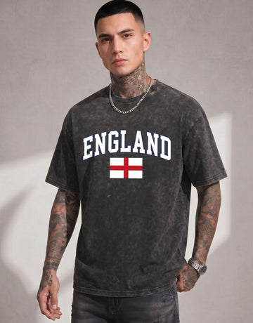 Acid Wash England Graphic T-Shirt