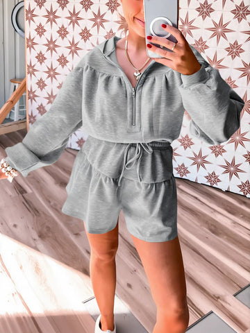 Zip Up Fleece Romper Playsuit