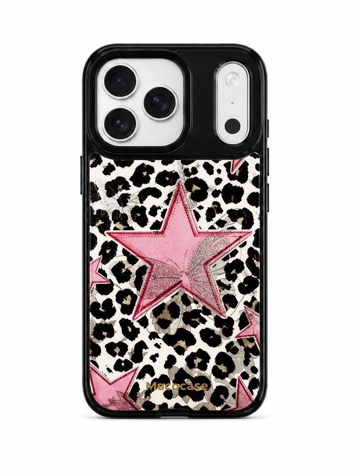 Pink Star and Butterfly Leopard Print Phone Case