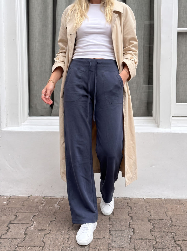 High Waisted Drawstring Wide Leg Pants