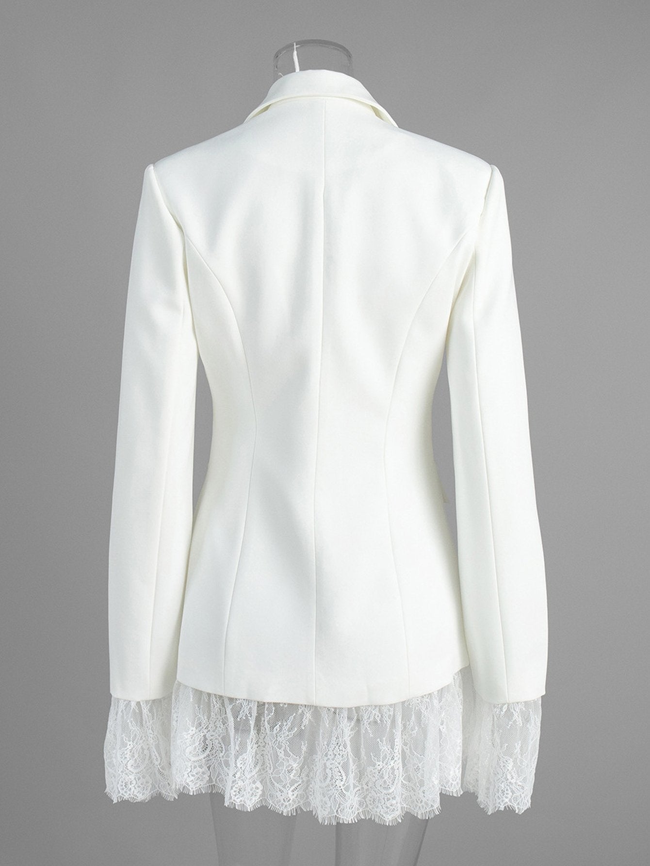 Elegant Lace Trim Fitted Blazer
