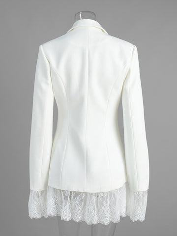 Elegant Lace Trim Fitted Blazer