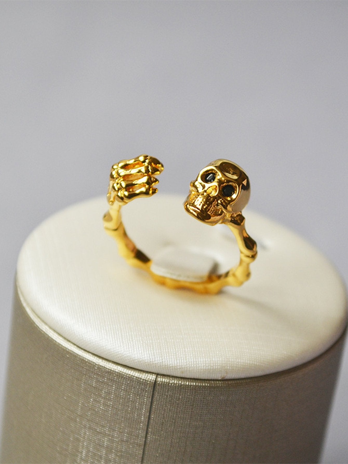 Gold Skull Adjustable Statement Ring