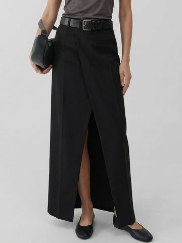 Wrap Detail Slit Maxi Skirt