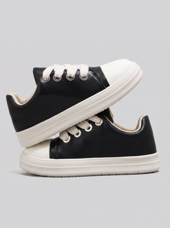 Leather Toe Cap Casual Sneakers
