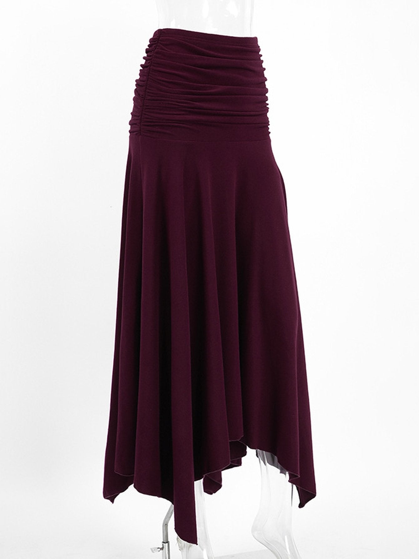 Ruched High Waist Midi Skirt
