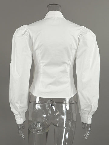 Puff Sleeve Bow Tie Blouse