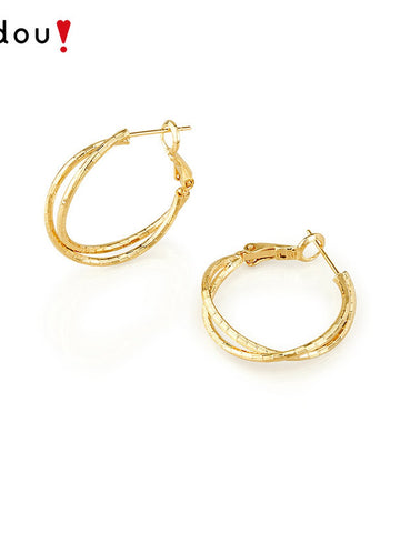 Textured Twisted Gold Hoop Earrings