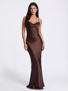 Satin Cowl Neck Maxi Dress