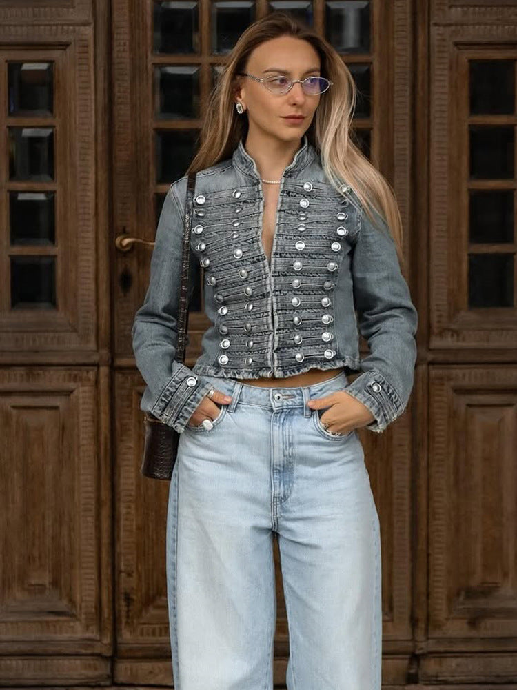Vintage Military Inspired Denim Jacket