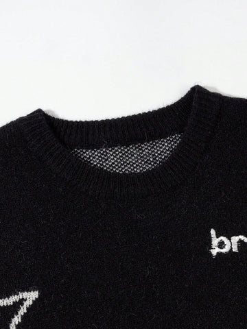 Oversized Graphic Planet Knit Sweater