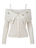 Floral Embellished Off Shoulder Cardigan