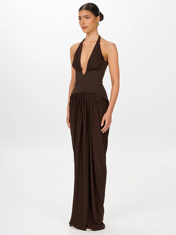Deep V Neck Sophisticated Maxi Dress