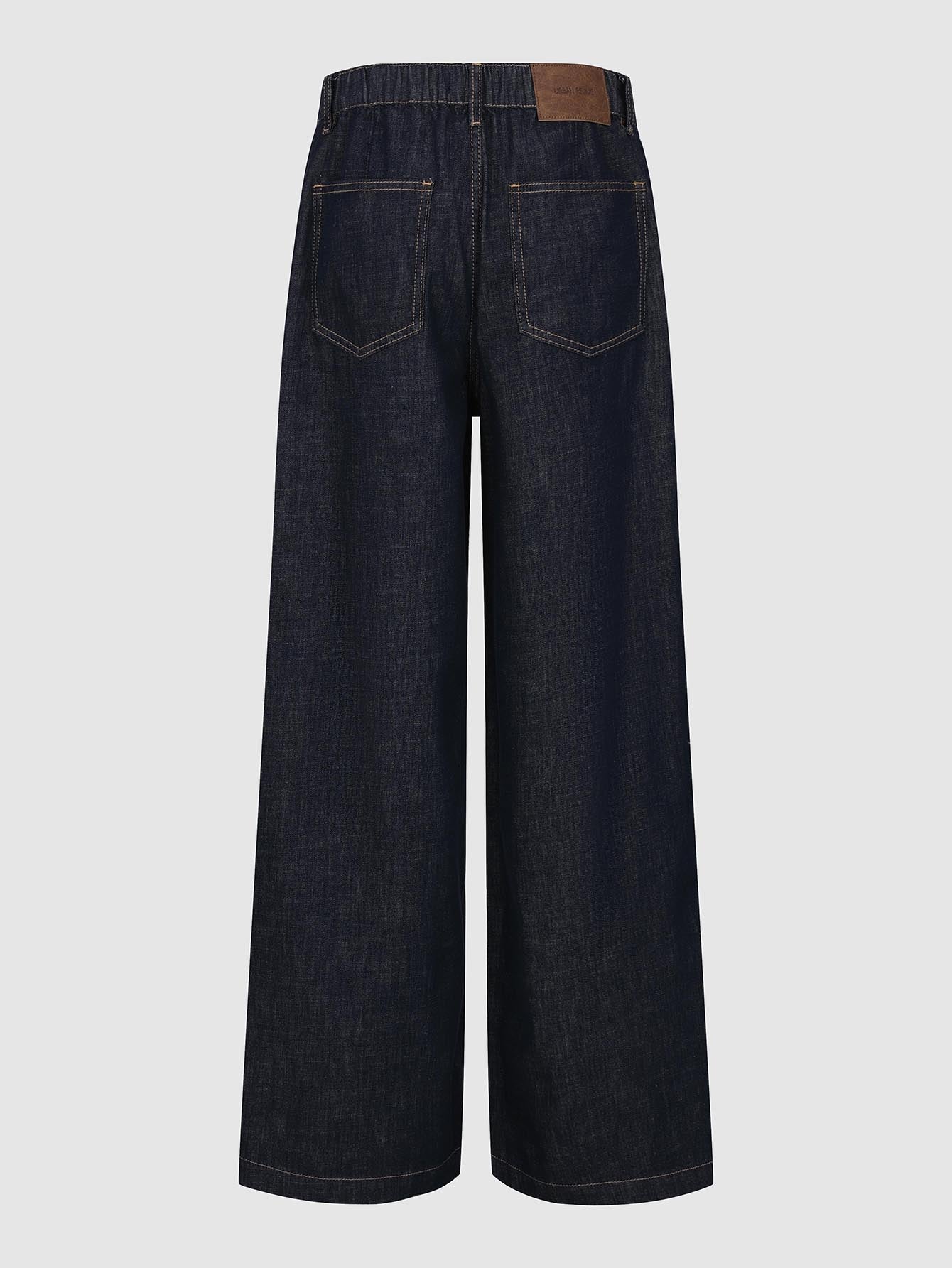 Urban Revivo Stitch Detail Straight Leg Jeans-Indigo