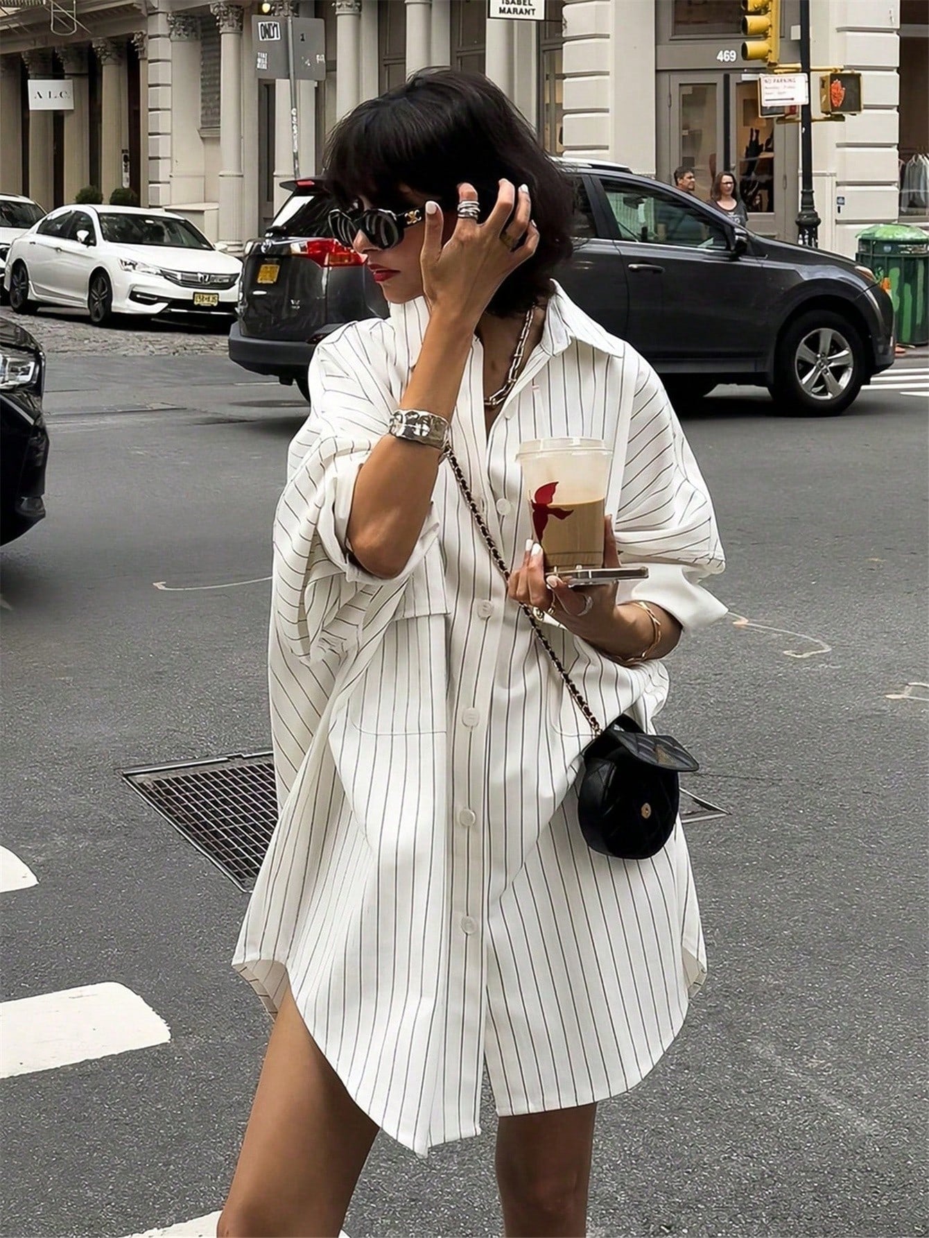 Oversized Striped Button Down Shirt