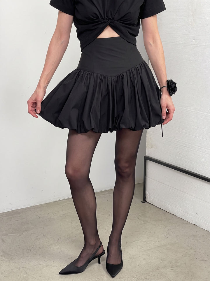 High Waisted Voluminous Bubble Mini Skirt